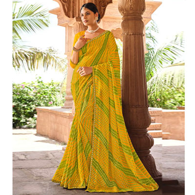 "Fancy Silk Saree Seymore Kesaria -11371 - Click here to View more details about this Product
